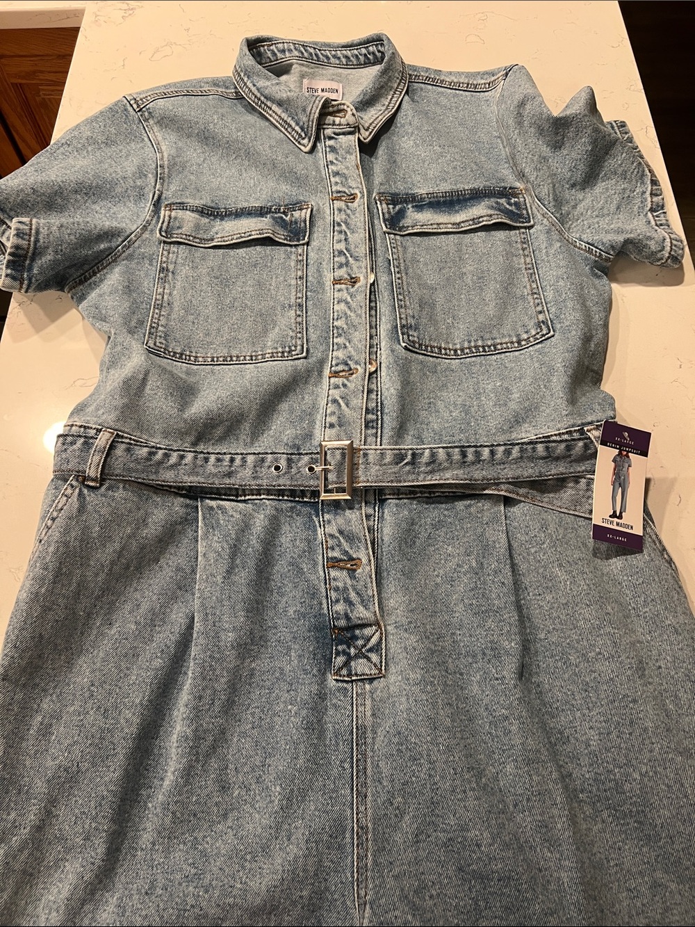 Steve Madden Light Blue Denim Jumpsuit